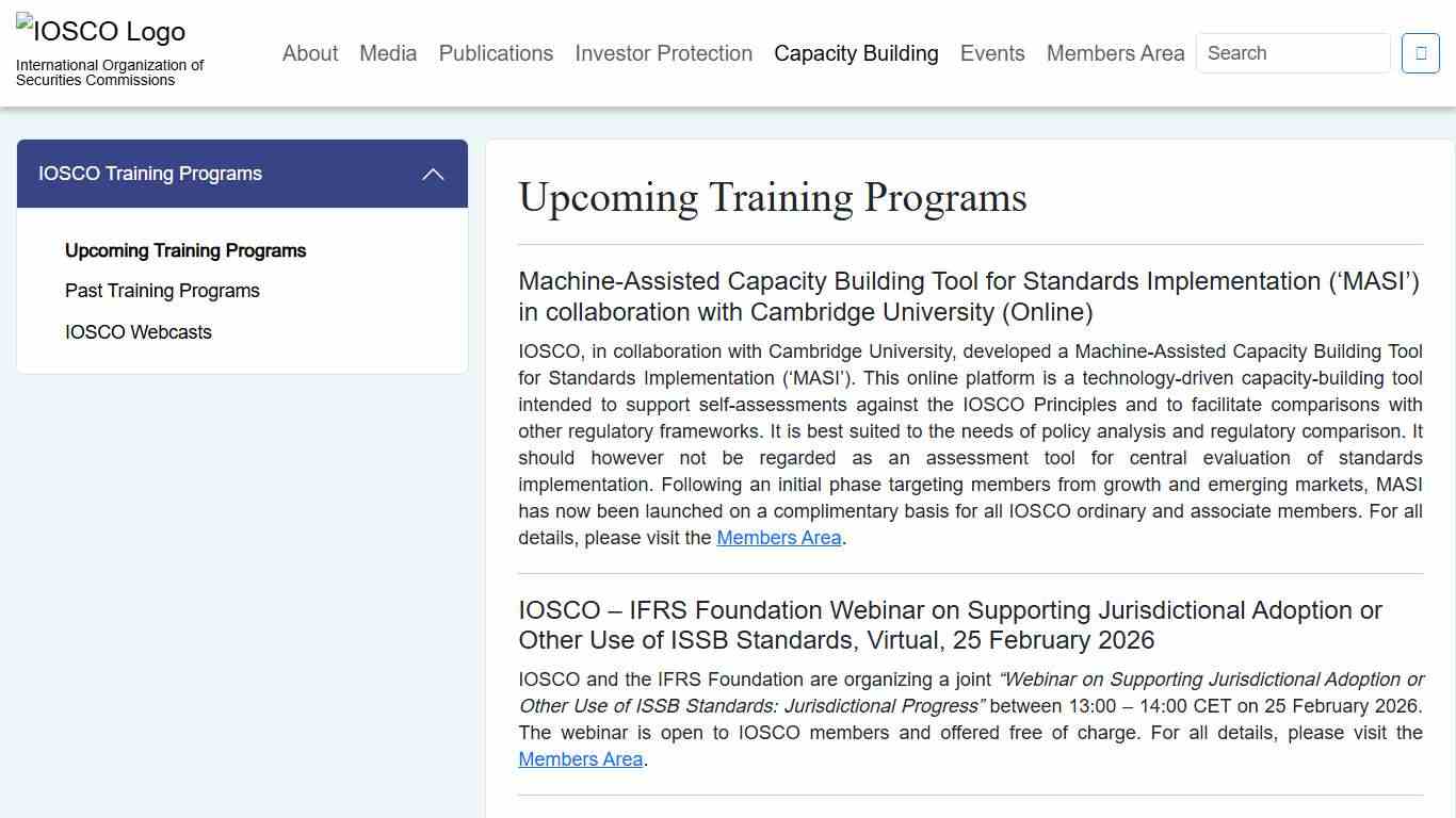 Upcoming Training Programs